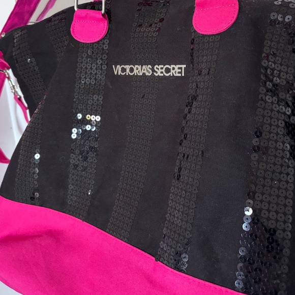 Victoria's Secret Black and Pink Tote Bag - Picture 2 of 8